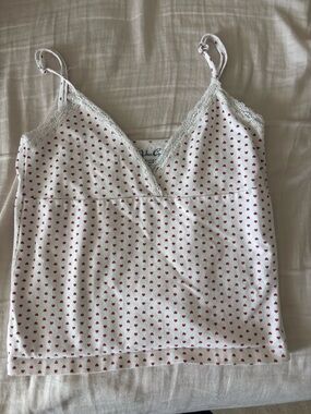 Brandy Melville White Tank with Red Heart Print
